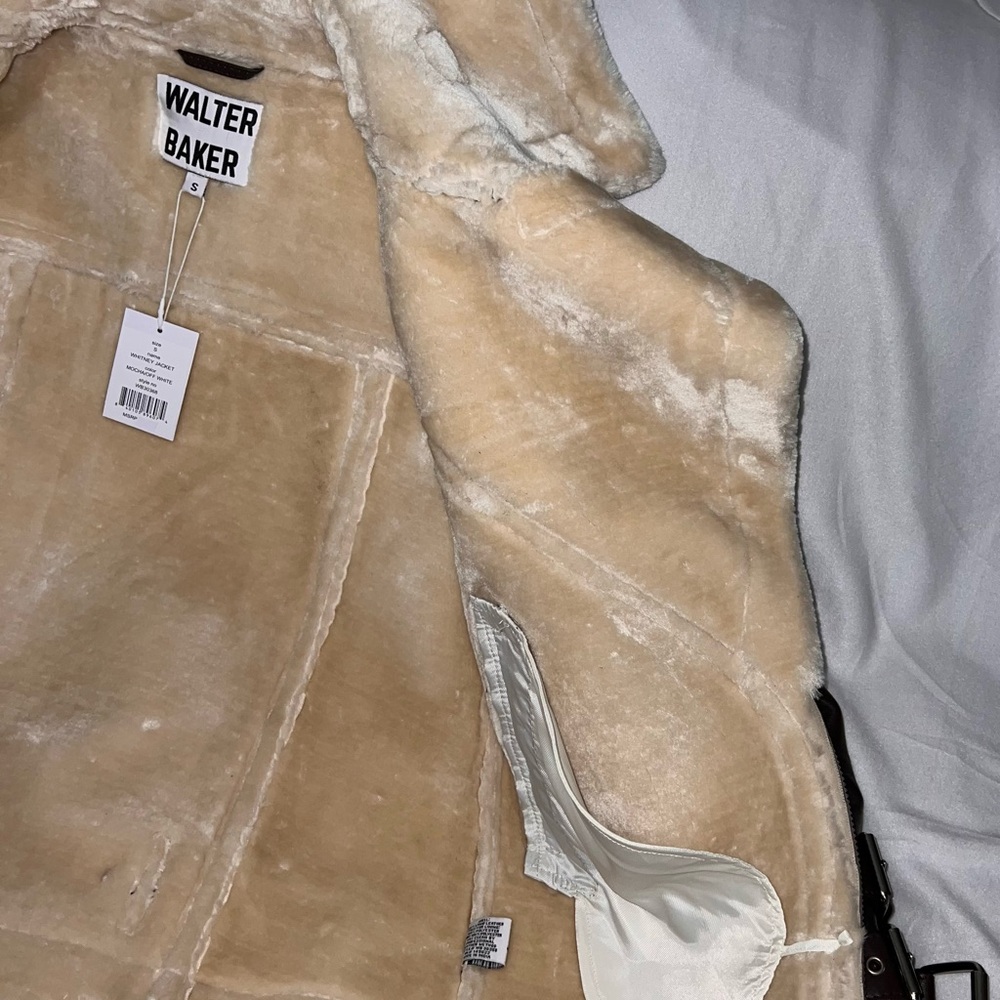 Walter Baker Dark Brown Leather Jacket with Cream Shearling - Picture 9 of 15
